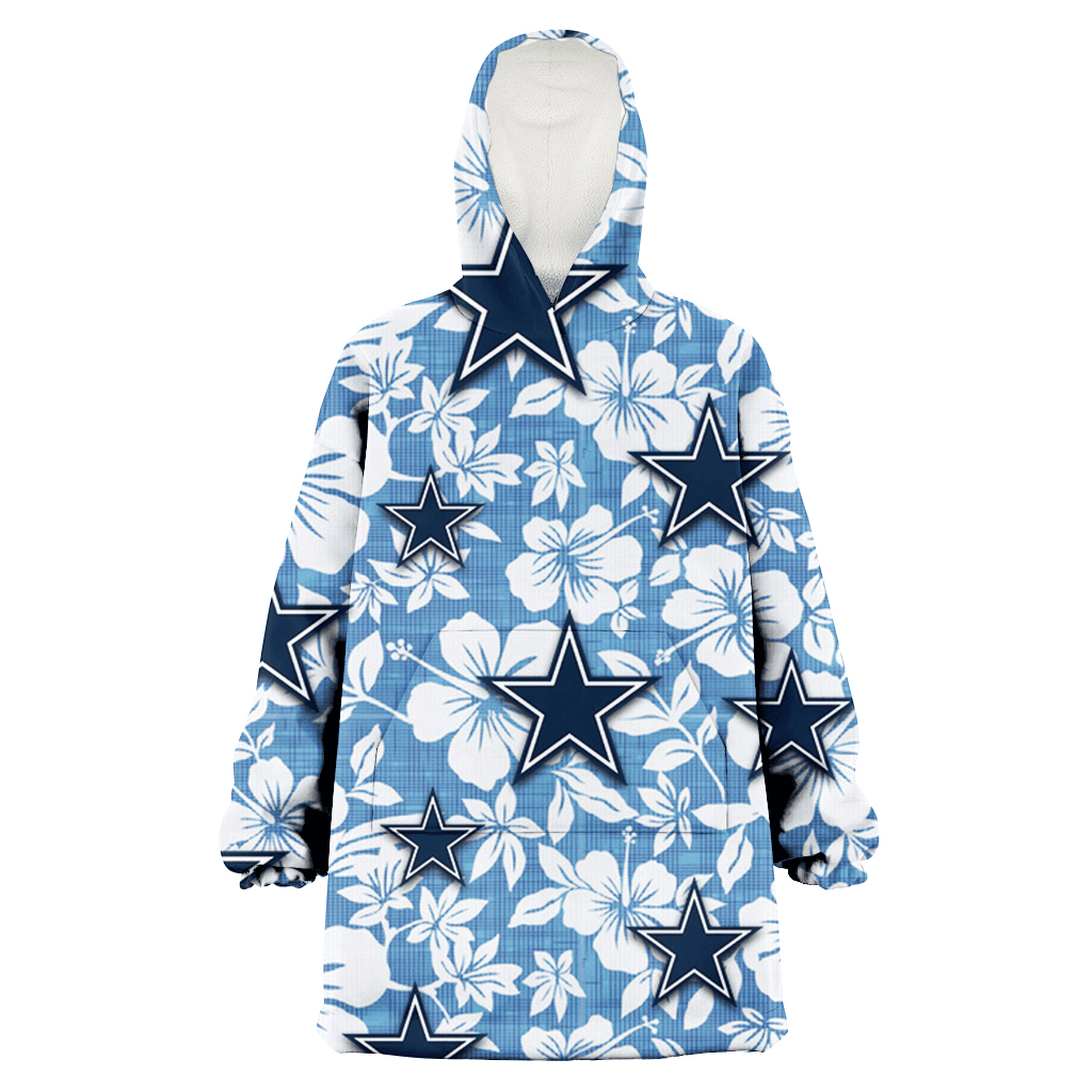 Dallas Cowboys White Hibiscus Light Blue Texture Background 3D Printed Hoodie Blanket Snug Hoodie