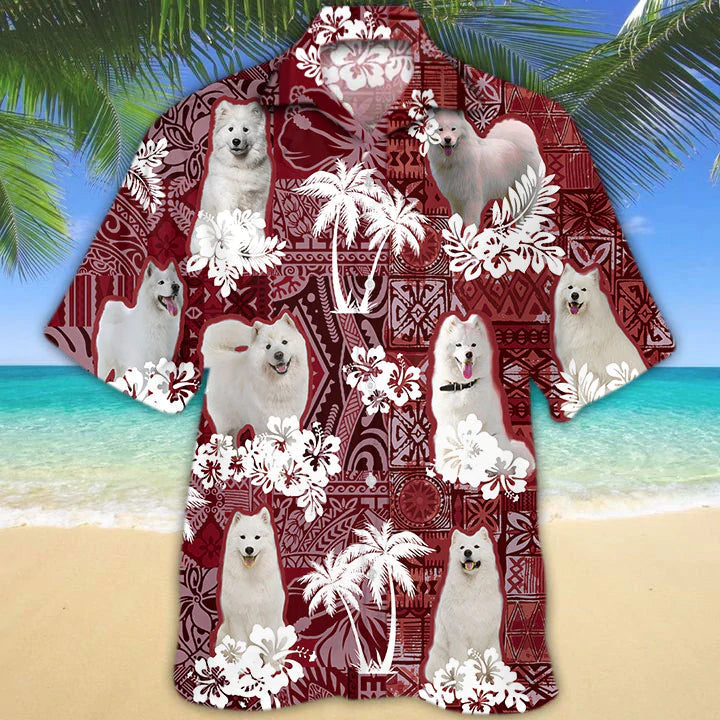 Samoyed Hawaiian Shirt, Gift For Dog Lover Shirts, Men’S Hawaiian Shirt, Summer Hawaiian Aloha Shirt