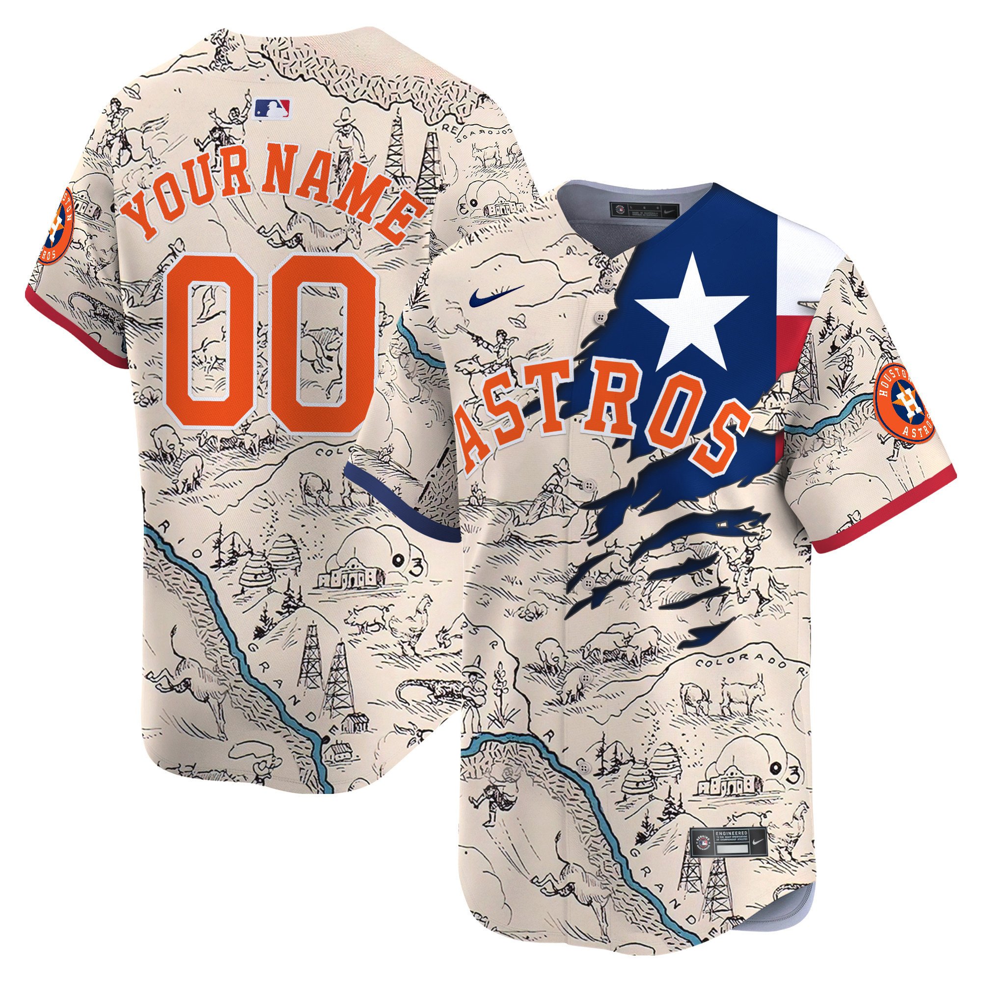 Astros Texas State Map Vapor Premier Limited Custom Jersey – Printed