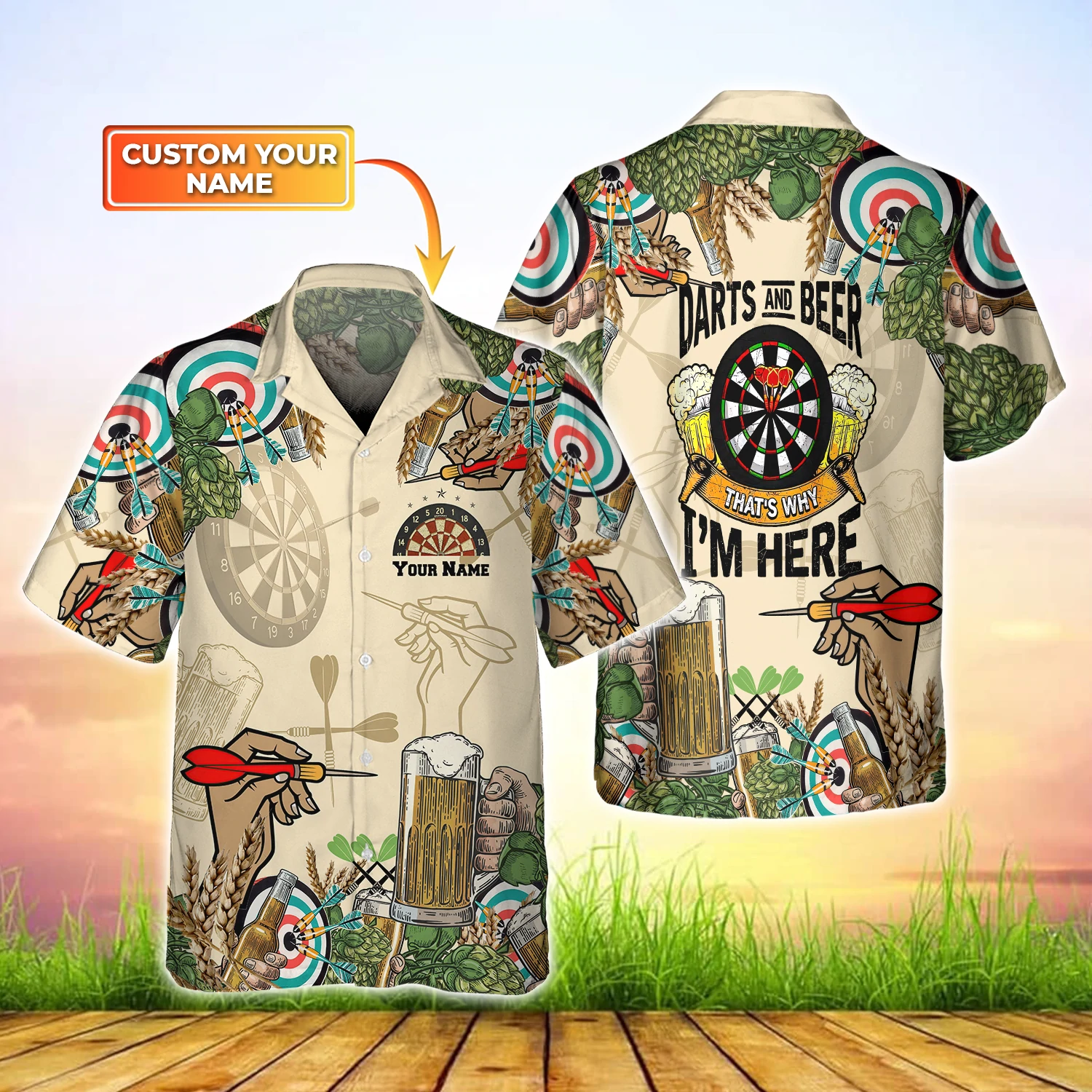 Darts And Beer – Personalized Name 3D Hawaiian Shirt