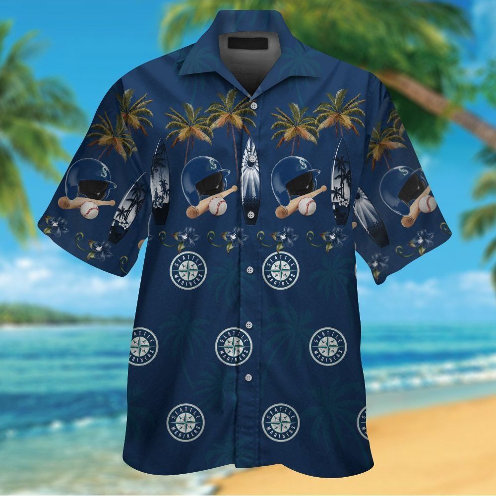 Seattle Mariners Short Sleeve Button Up Tropical Hawaiian Shirt Ver08