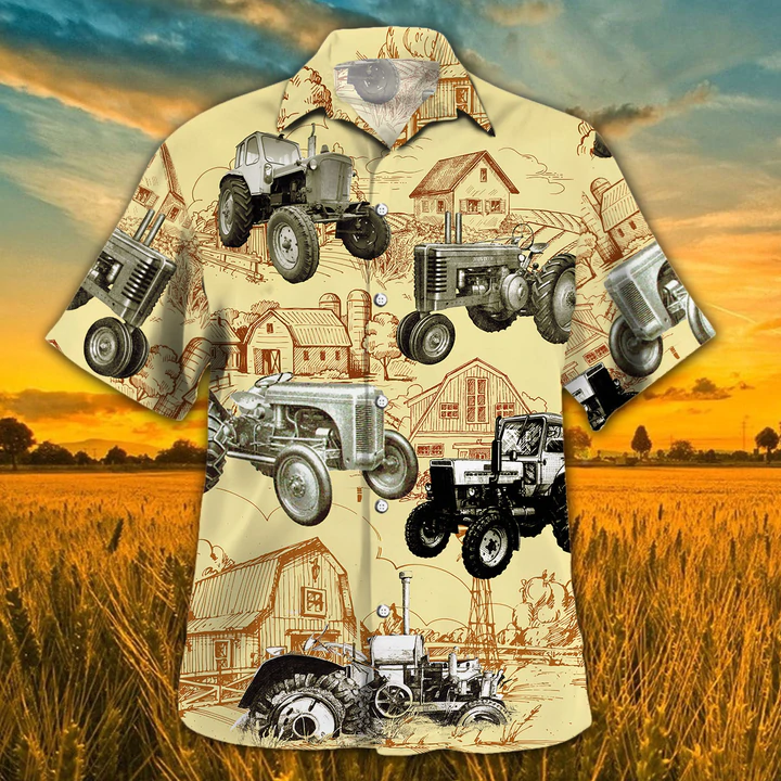 Tractor Farm Vintage Hawaiian Shirt, Animal Farm Tractor Men Hawaiian Shirts For Men, Women