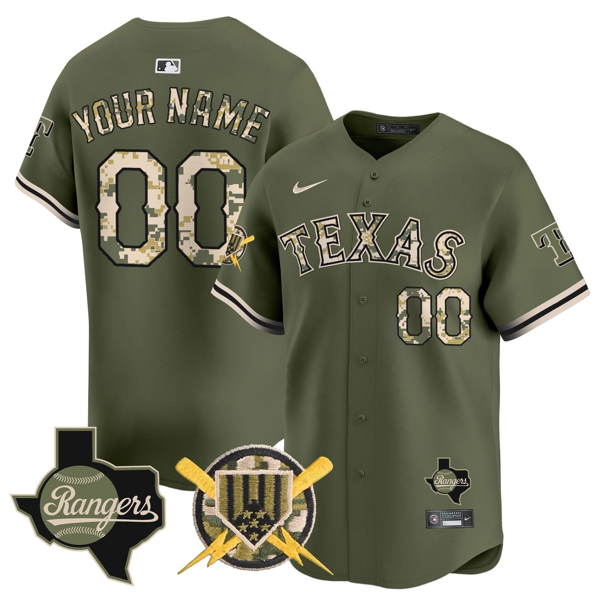 Texas Rangers Armed Forces Day Vapor Premier Limited Custom Jersey – All Stitched