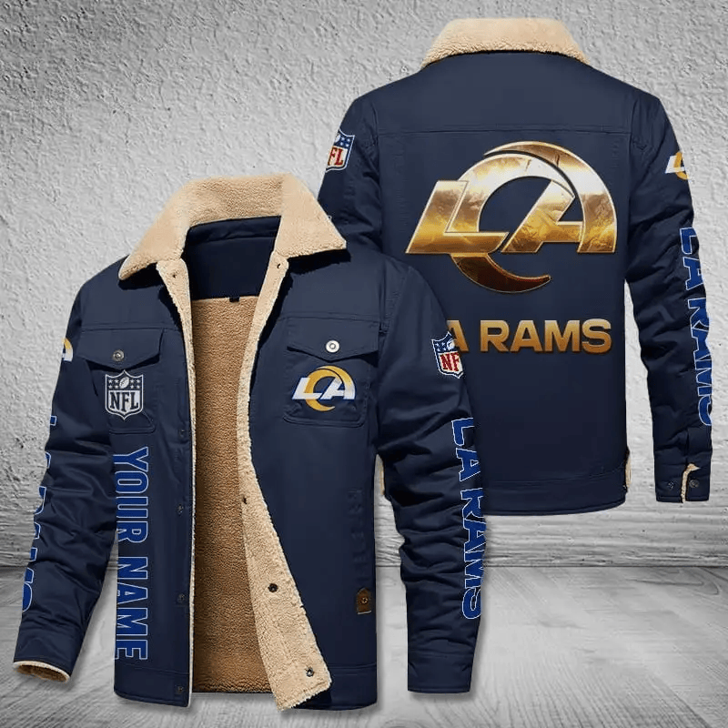 Los Angeles Rams NFL Team Personalized Name Lap Blue Ver Stand Collar Jacket