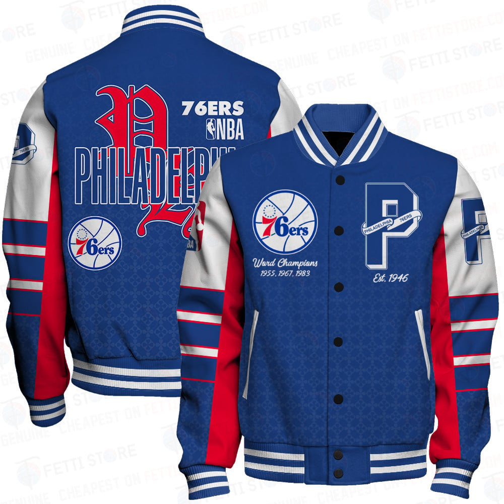 Philadelphia 76ers Team Logo Sport Pattern Retro Varsity Jacket