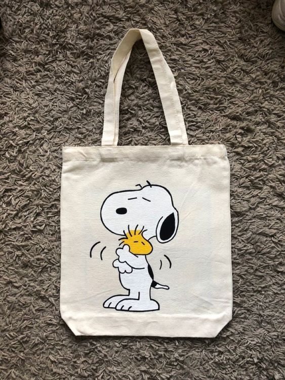 Snoopy Tote Bags, Canvas Tote Bags, Tote Bag Design, Tote Bag Idea