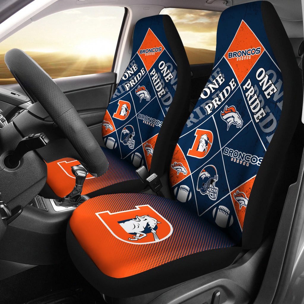 Denver Broncos Navy Blue Orange Car Seat Cover Set CSC4519