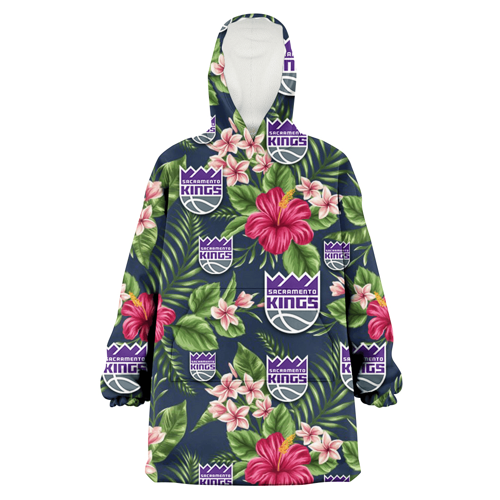 Sacramento Kings Red Hibiscus Pink Porcelain Flower Dark Background 3D Printed Hoodie Blanket Snug Hoodie