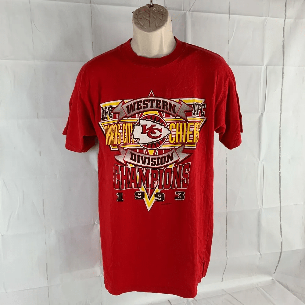 Vintage Logo 7 Kansas City Chiefs T Shirt Red Football 1993 Afc West