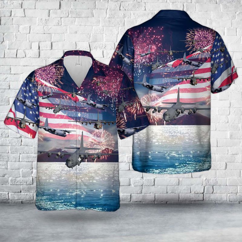 Us Air Force Lockheed Ac-130, 4Th Of July Hawaiian Shirt