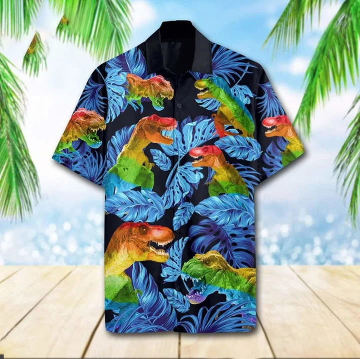 Beach Shirt Hawaiians Lgbt T-Rex, Hawaii Shirt , Aloha Shirt