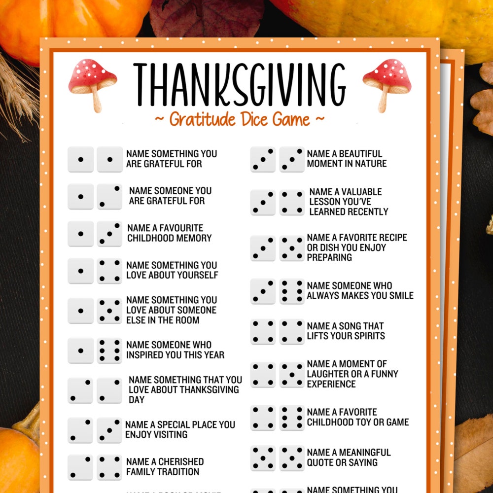Thanksgiving Gratitude Dice Game, Printable Thanksgiving Games, Thanksgiving Activities, Thanksgiving Party Games, Family Games , White Lie Shirts - By Lionelight Fashion Blueshirtfarm