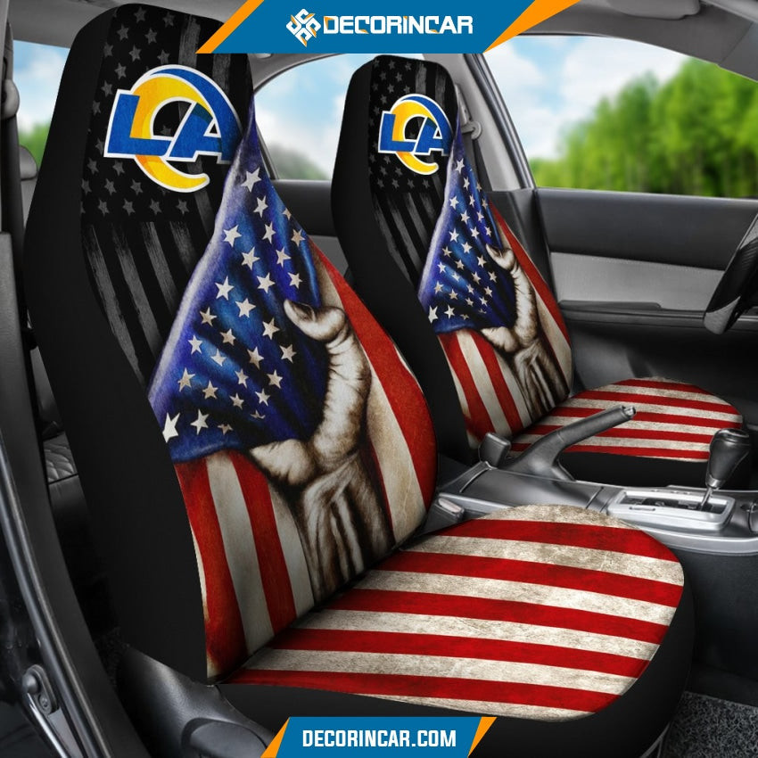 Los Angeles Rams American Flag Car Seat Cover Set CSC169