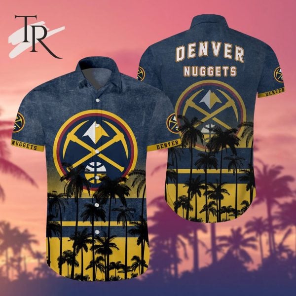 Nba Denver Nuggets Tropical Palm Trees Pattern Team Logo 3D Hawaiian Shirt