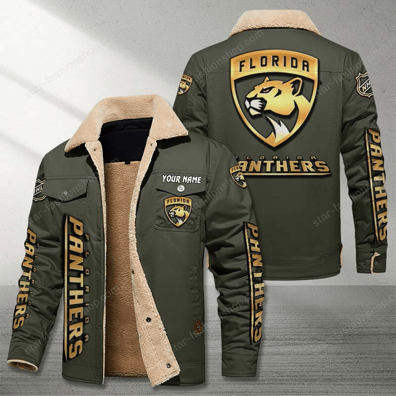 Florida Panthers Green Custom Name Stand Collar Jacket