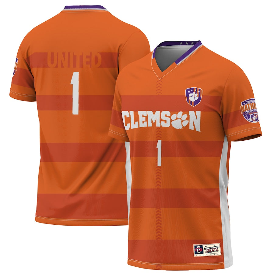 #1 Clemson Tigers Gameday Greats Unisex 2023 Ncaa Soccer National Champions Four-Star Lightweight Fashion Jersey – Orange