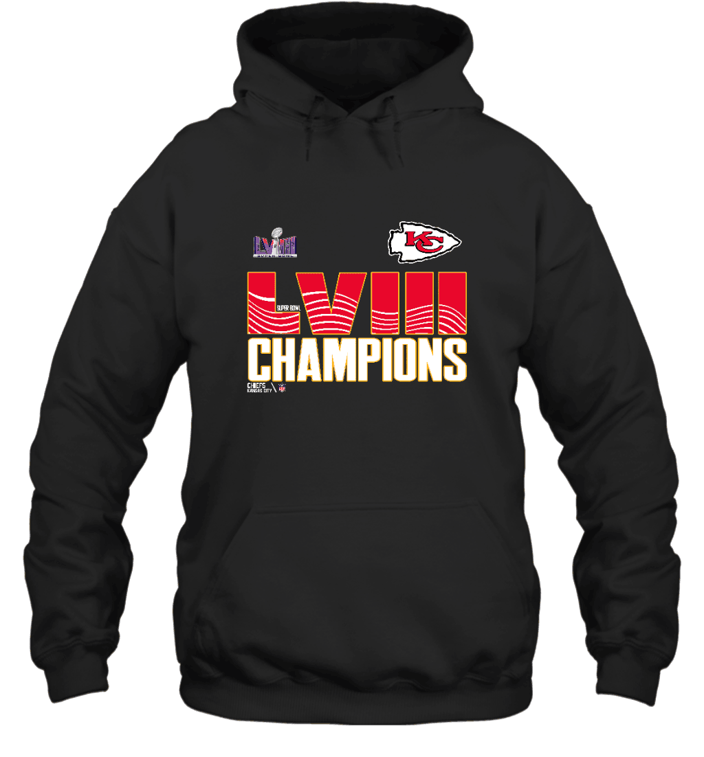 Kansas City Chiefs LVIII Champs Waves Unisex 2D Hoodie