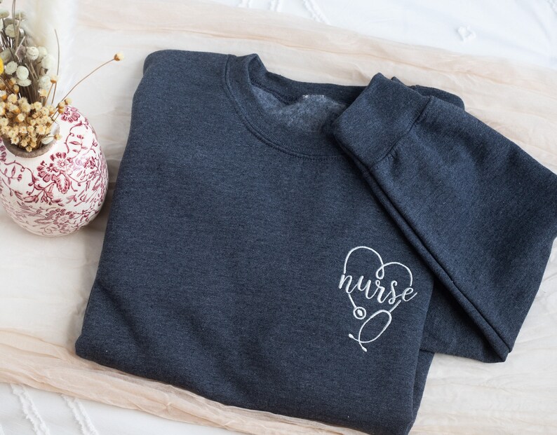 Embroidered Nurse Sweatshirt, Minimalist Nurse Crewneck, Nurse Graduation Gift, Gifts for Nurse, Registered Nurse, Cute Nurse Gifts