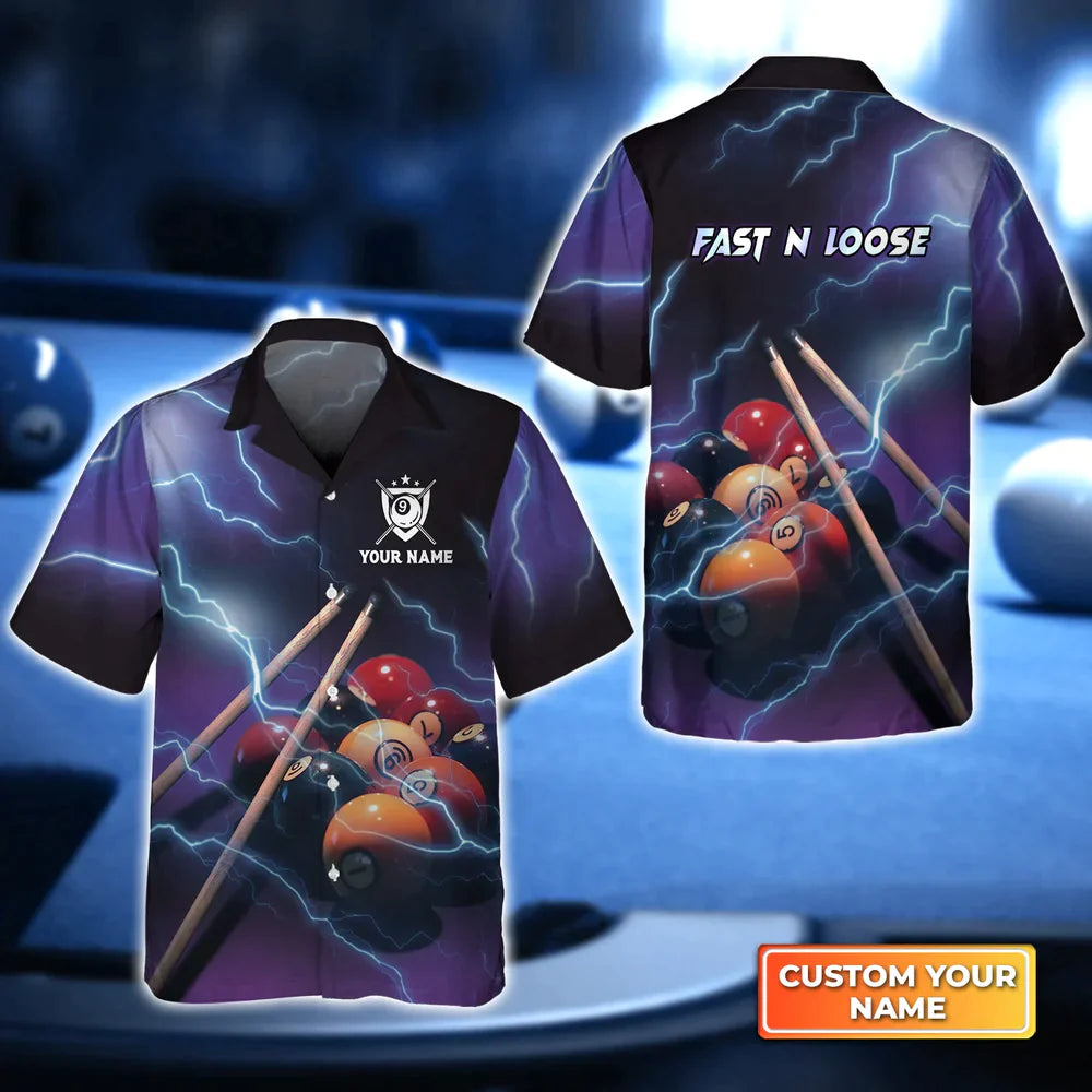 Fast N Loose Team 3D Hawaiian Shirt For Billiard Players, Billiard Team Shirt, Billiard Player