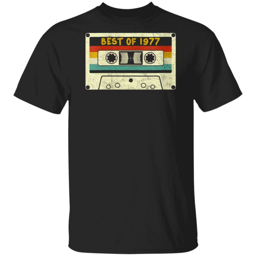 Womens Best of 1977 Vintage Cassette 42th Birthday 42 Years Old V-Neck T-Shirt