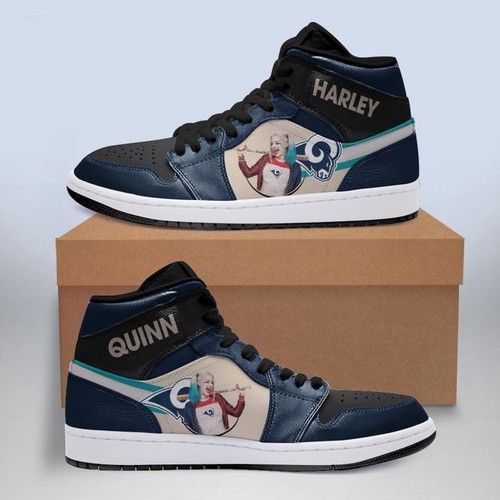 Harley Quinn Los Angeles Rams Jordan Sneakers High Top Shoes Jordan Sneaker Air Jordan High Sneakers Sport Sneakers American football team for FAN