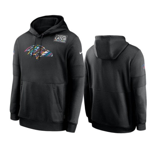 Baltimore Ravens Black Sideline Performance Crucial Catch Pullover Hoodie