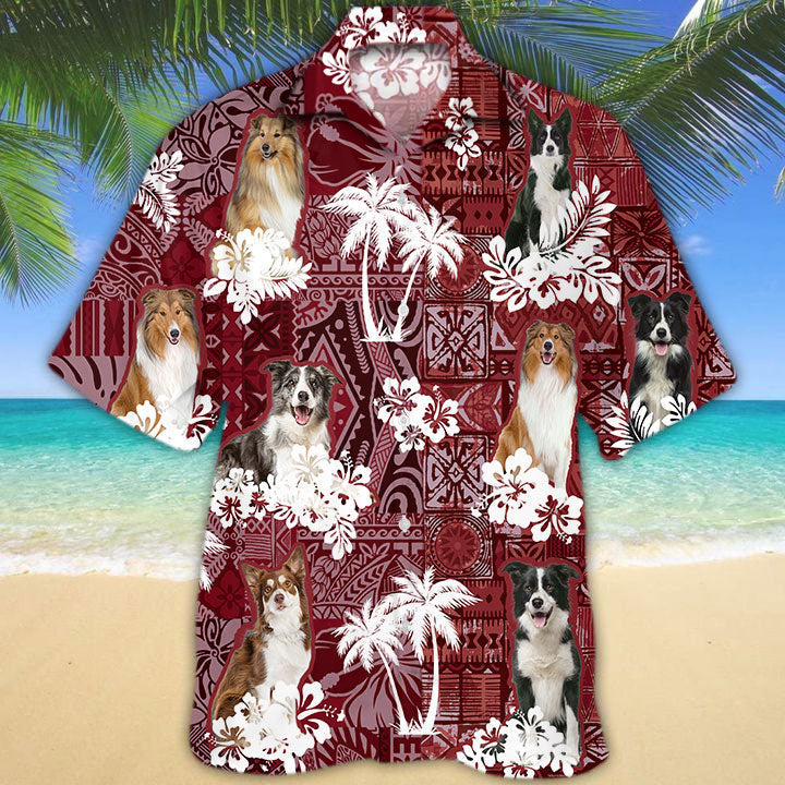 Collie Hawaiian Shirt, Coolspod Dog In Hawaii Shirt Trilbal Pattern