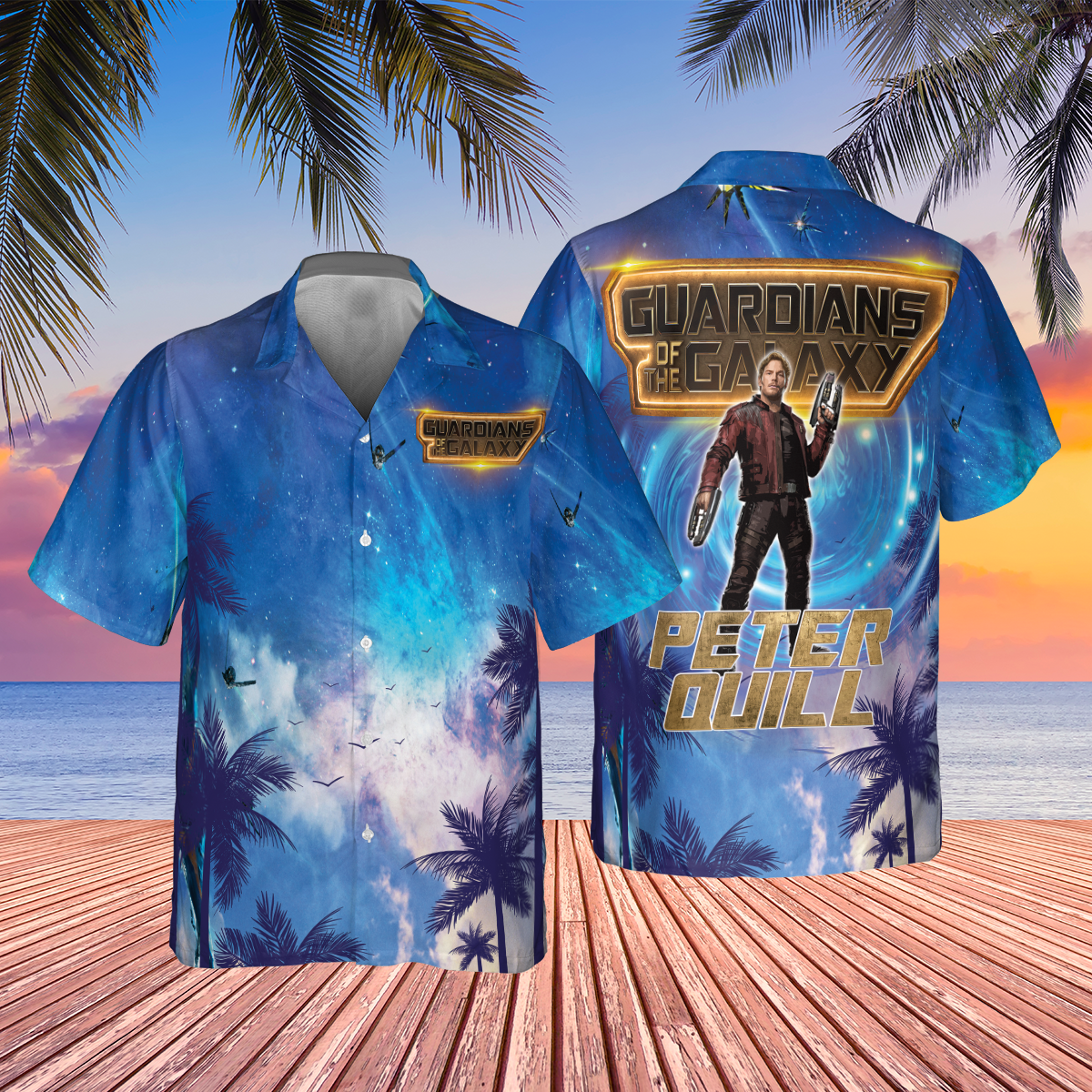 Star-Lord Guardians Of The Galaxy Universe Background 2023 Aop Hawaiian Shirt
