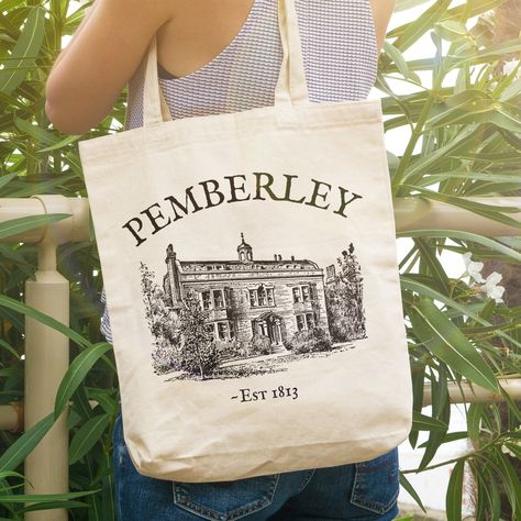 Pemberley Jane Austen Pride and Prejudice Tote Bag Jane Austen Gifts, Bookish Gift, Mr Darcy, Canvas Tote Bags, Tote Bag Design, Tote Bag Idea