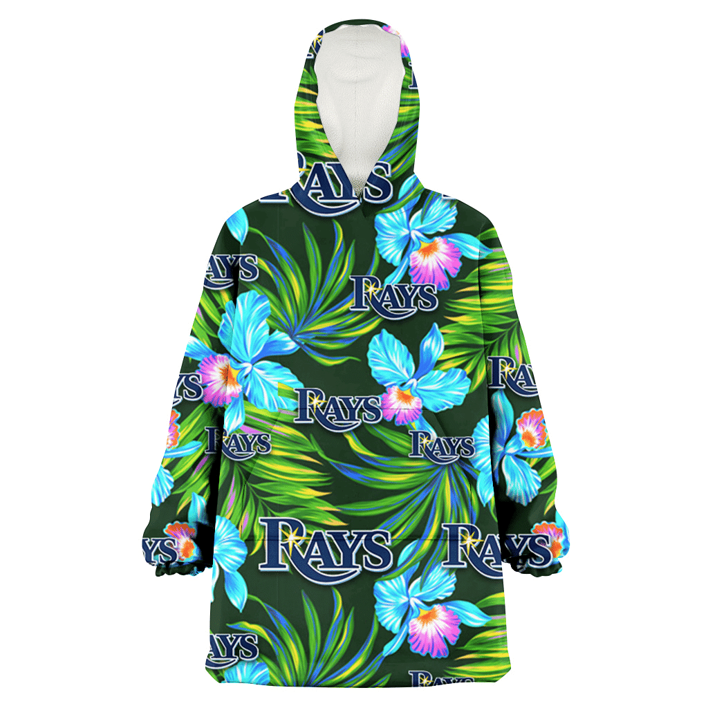 Tampa Bay Rays Electro Color Hibiscus Black Background 3D Printed Hoodie Blanket Snug Hoodie