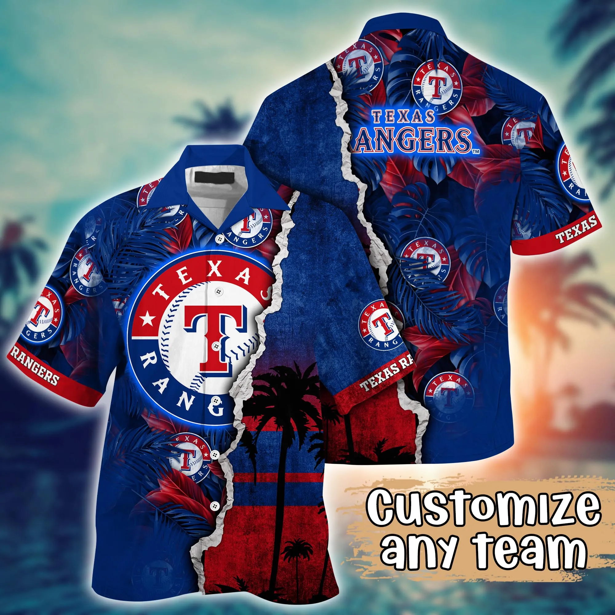 Texas Rangers Mlb Hawaiian Shirt Custom Blooming Flowers Aloha Shirt