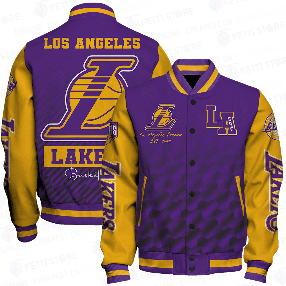 Los Angeles Lakers Team Logo Basketball AOP Varsity Jacket SFAT