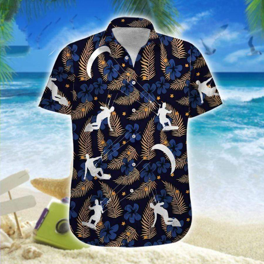 Hawaiian Aloha Shirts Kitesurfing Flowers