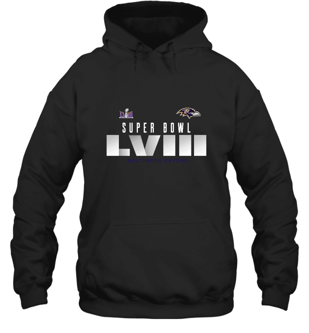 Baltimore Ravens Super Bowl LVIII Text Unisex 2D Hoodie