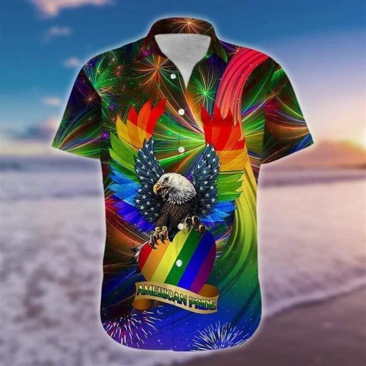 Beach Shirt Hawaii Shirt Lgbt American Pride, Aloha Shirt, Gay Hawaiian Shirts, Pride Hawaiian Shirt, Beach Party Shirt