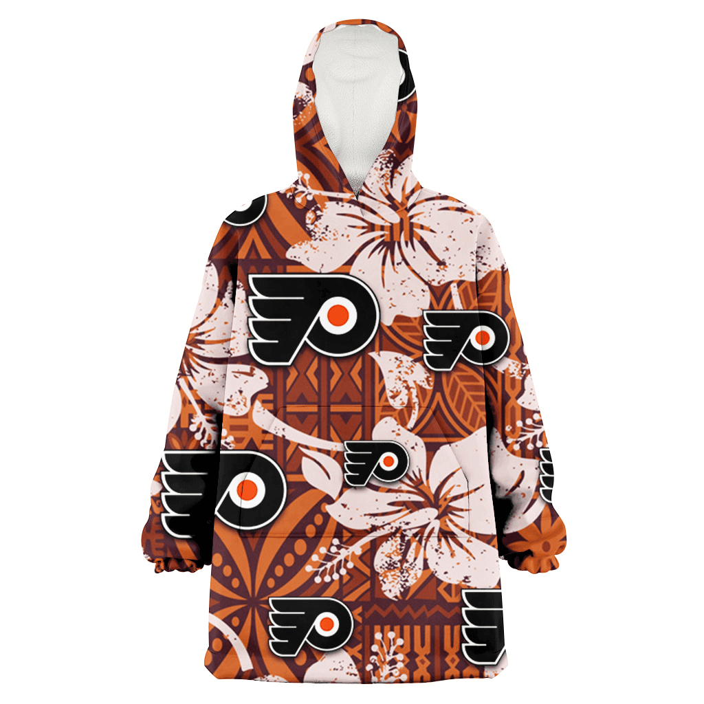 Philadelphia Flyers Bisque Hibiscus Brown Pattern 3D Printed Hoodie Blanket Snug Hoodie