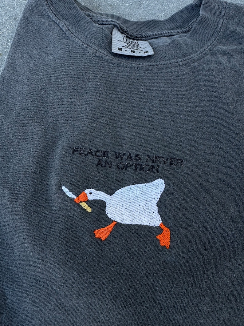 Duck with Knife Embroidered Shirt