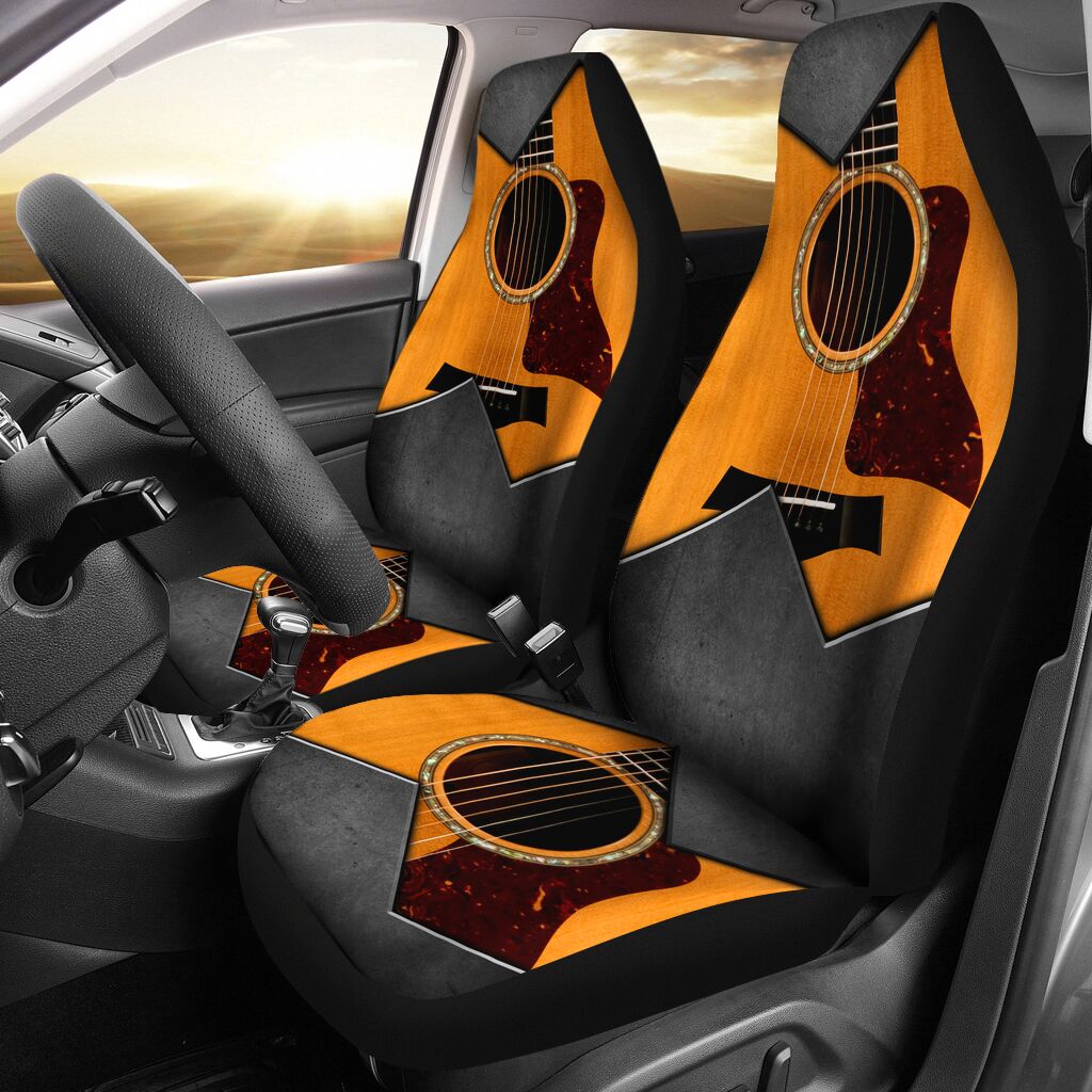 Acoustic Guitar Material Seamless Car Seat Covers Set Of Two, Automotive Seat Covers Set