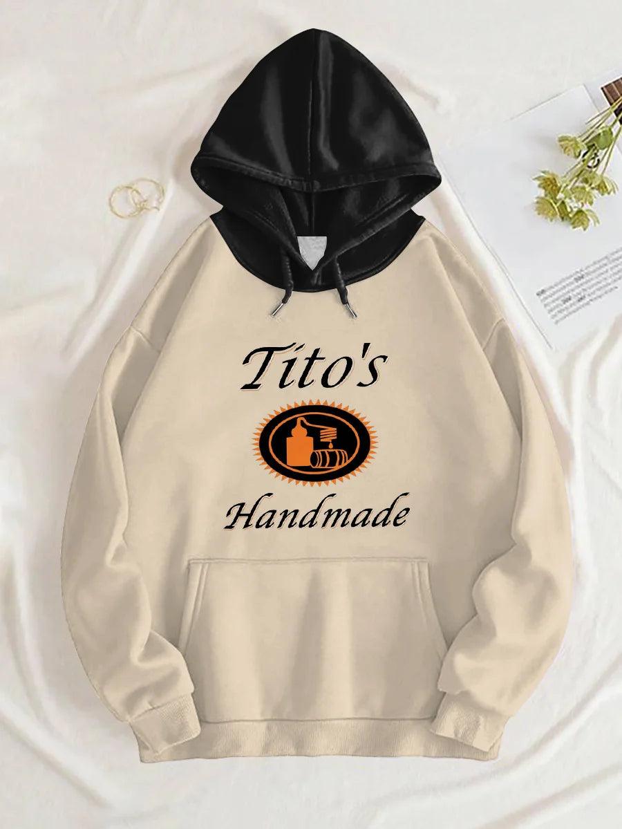 Tito’S Handmade Front Pocket Basic Beige Hoodie