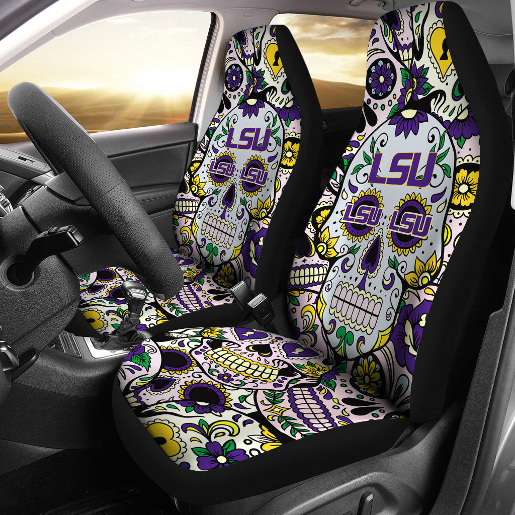 LSU Tigers Party Skull Car Seat Cover Set CSC1196