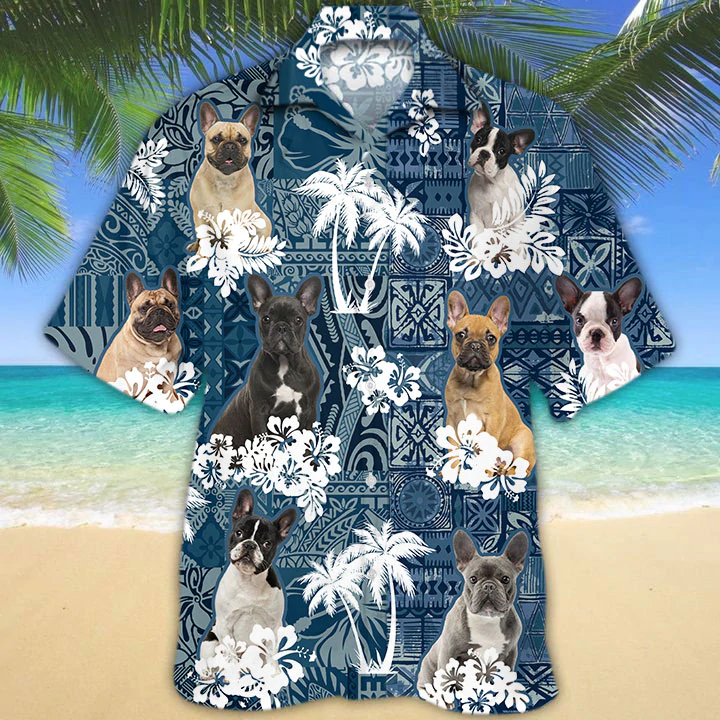 French Bulldog Hawaiian Shirt, Flower Dog Short Sleeve Hawaiian Aloha Shirt, Hawaiian Shirt For Men, Women