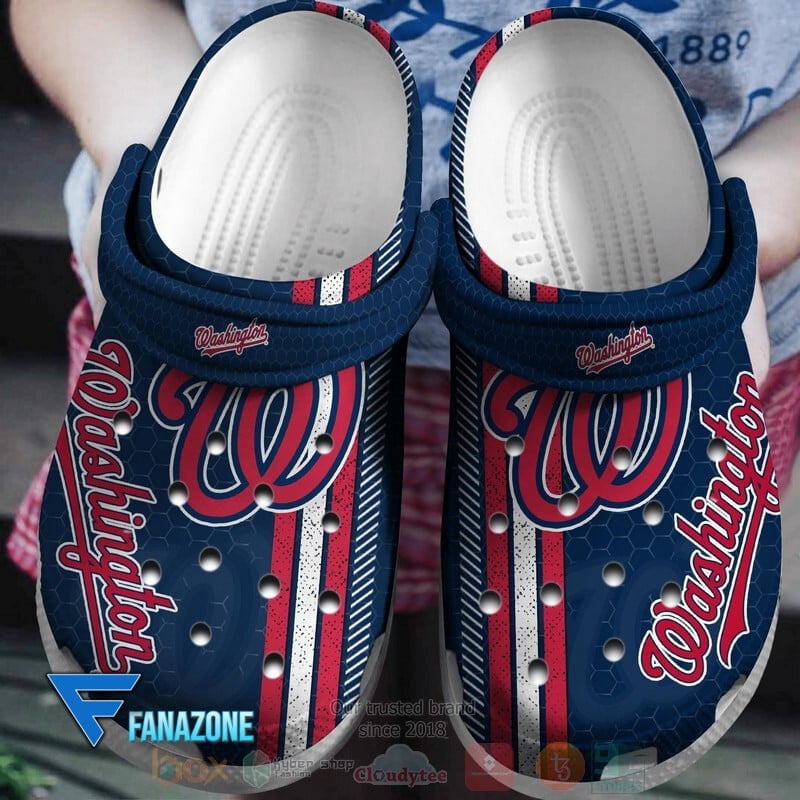 Washington Nationals Logo Baseball MLB White Sander Blue Crocss Classic Clogs Shoes Ver108