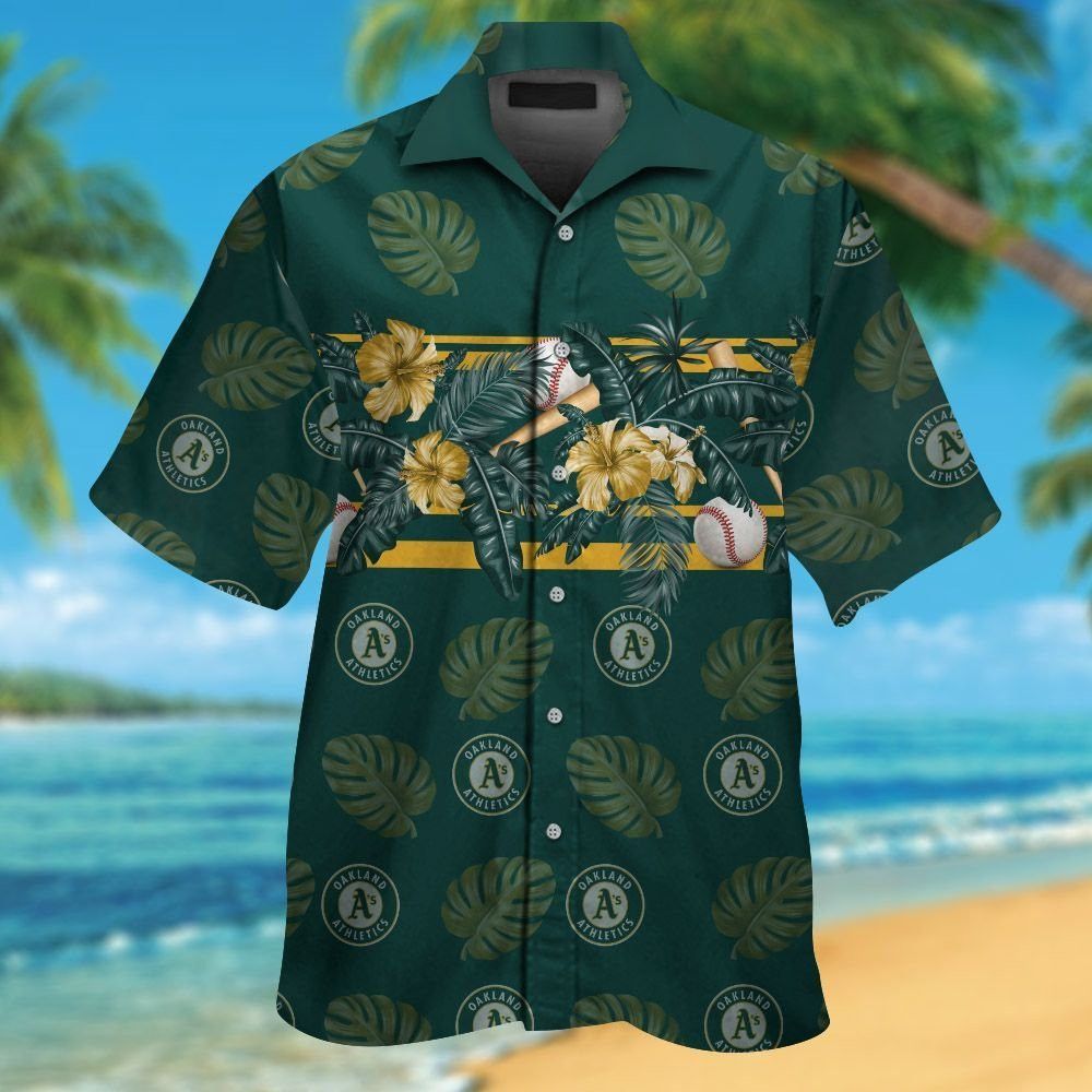 Oakland Athletics Short Sleeve Button Up Tropical Hawaiian Shirt Ver04