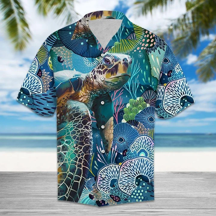 Turtle The Beauty Of Coral Hawaiian Shirt, Gift For Turtle Lovers