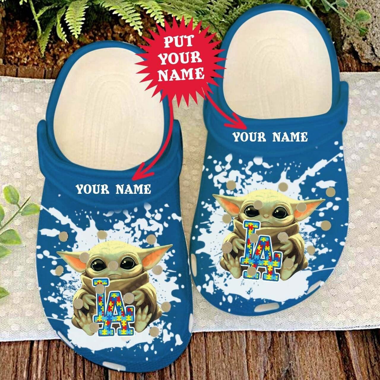 Custom Name Los Angeles Dodgers MLB Team Logo Baby Yoda Autism Crocss Classic Clogs Shoes Ver751