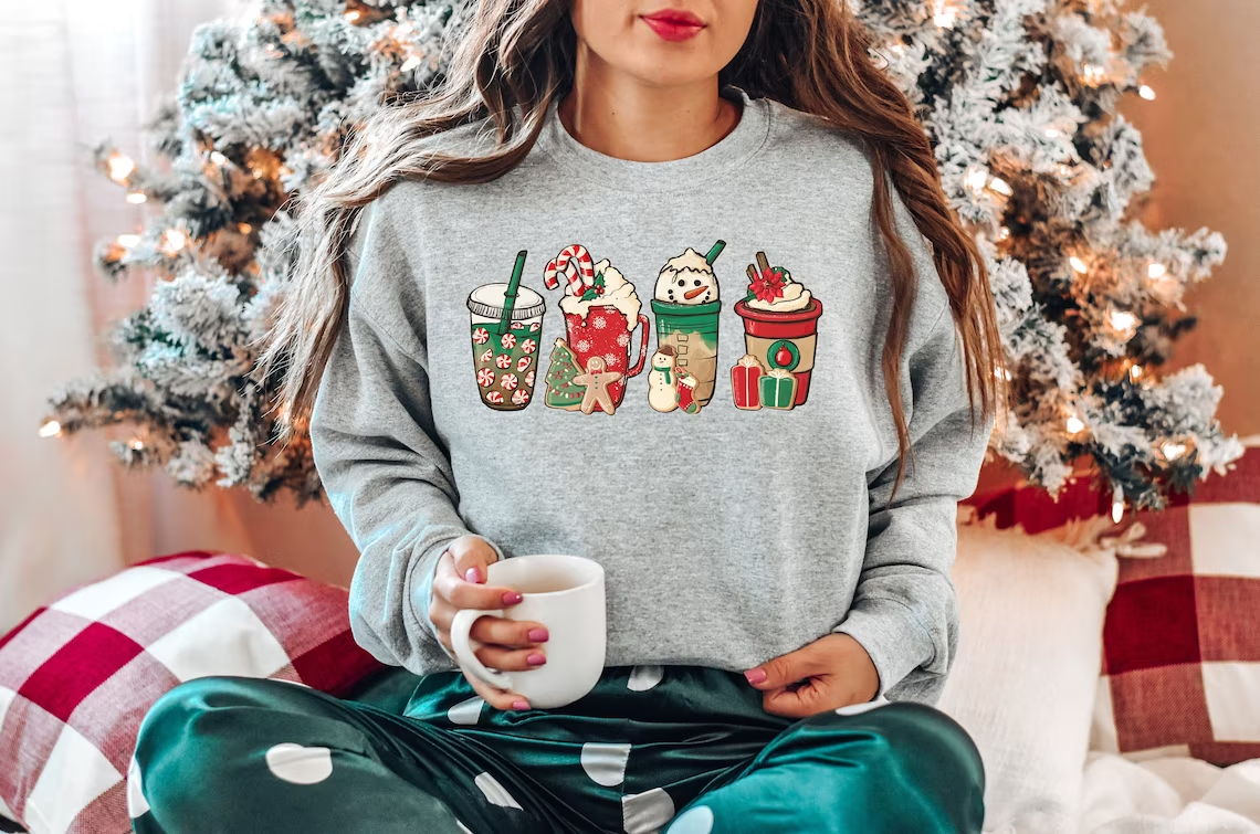 Realtorgift X Christmas Coffee Sweatshirt, Christmas Sweatshirt, Christmas Shirt, Coffee Lover Gift Worker Winter Christmas Snowman Latte Coffee Lover