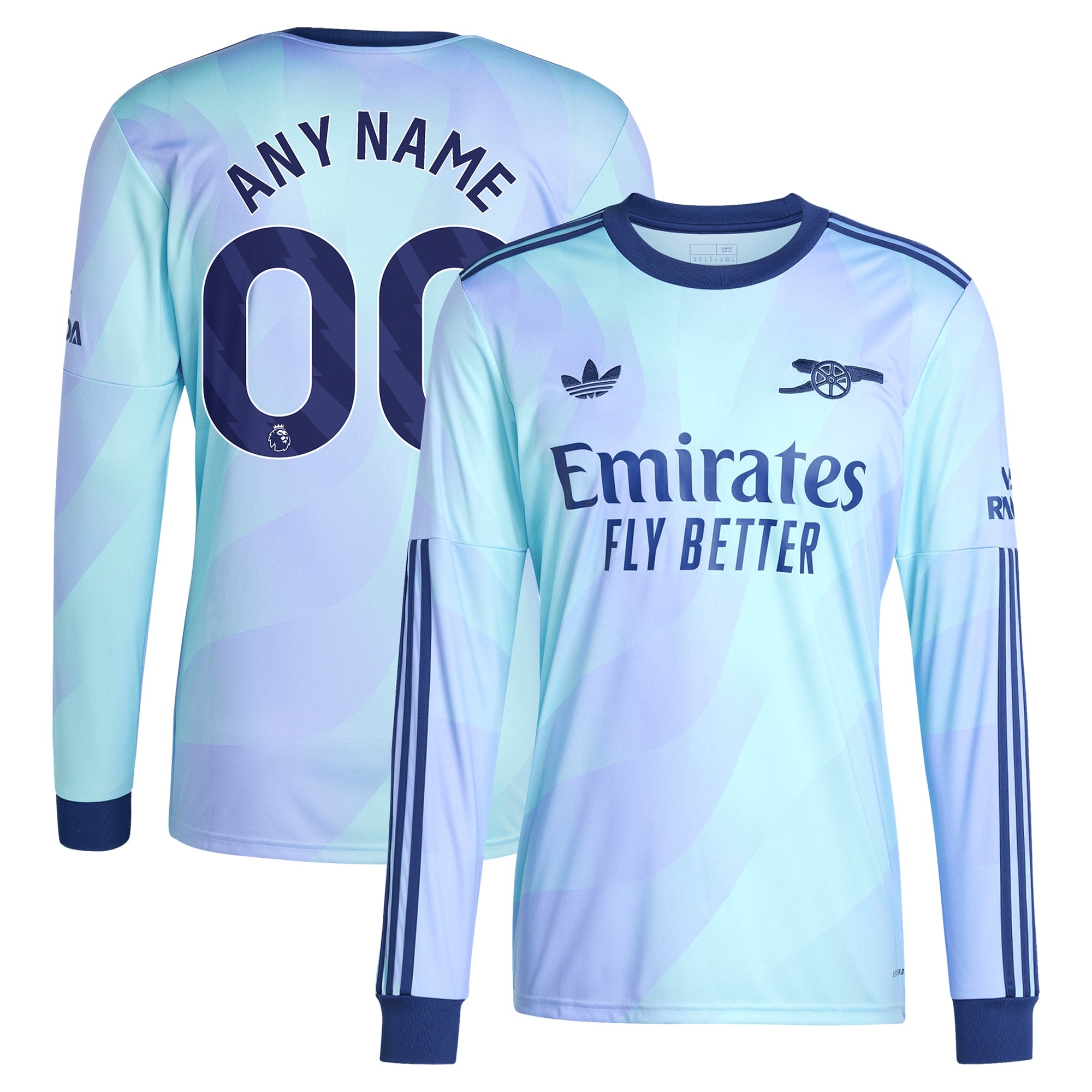 Arsenal Adidas 2024/25 Third Long Sleeve Custom Jersey – Aqua