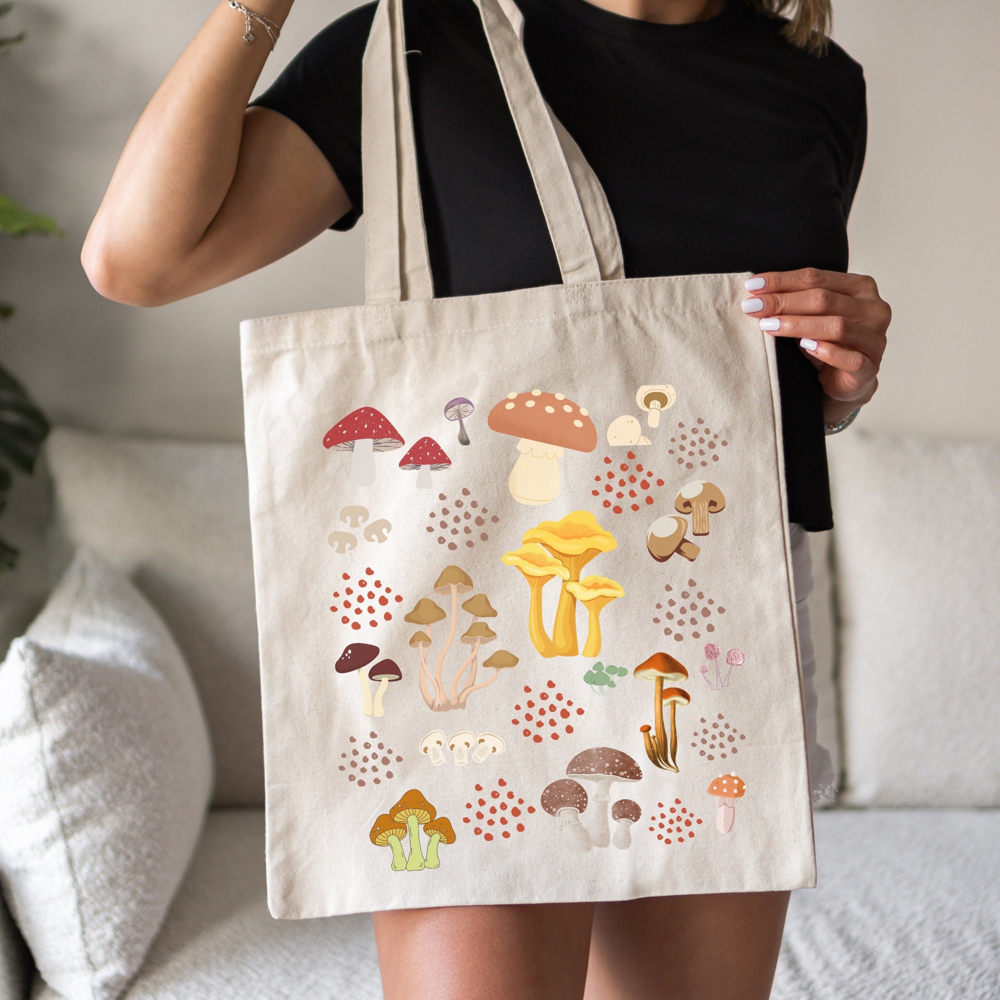 Cottagecore Tote Bag, Magic Mushroom Tote Bag, Botanical Tote, Mushroom Tote, Nature Lover Mushroom Tote, Fungus Tote Bag