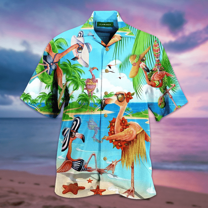 Flamingo Hawaiian Shirts, Summer Flamingo Ornamental Hawaiian Shirt For Men Women