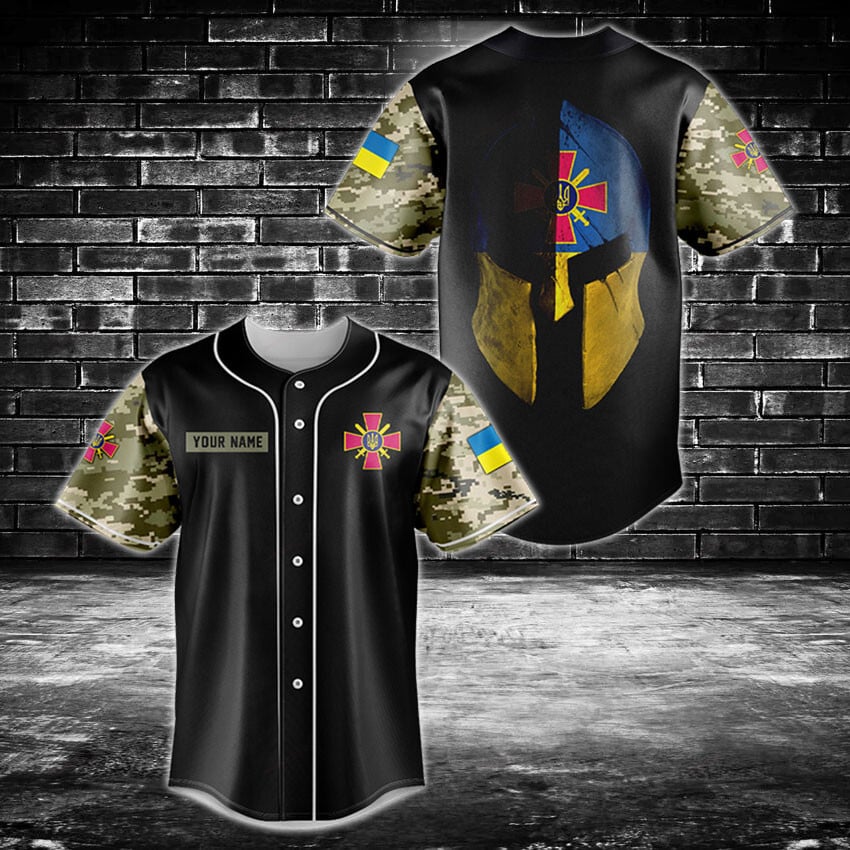 Merchcustom Ukraine Army Mask Custom Baseball Jersey For Fan